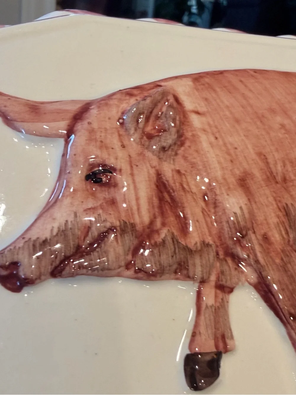 Vintage 70s Handpainted Hanging Pig Mold...Made in Italy 101/2 x 8